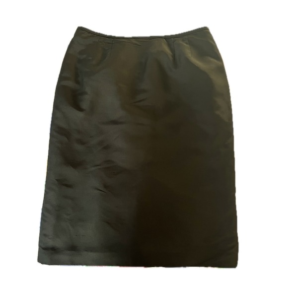 Vintage Kasper Women's Size 12 Silk Black Pencil Skirt Career Classic - Picture 1 of 8
